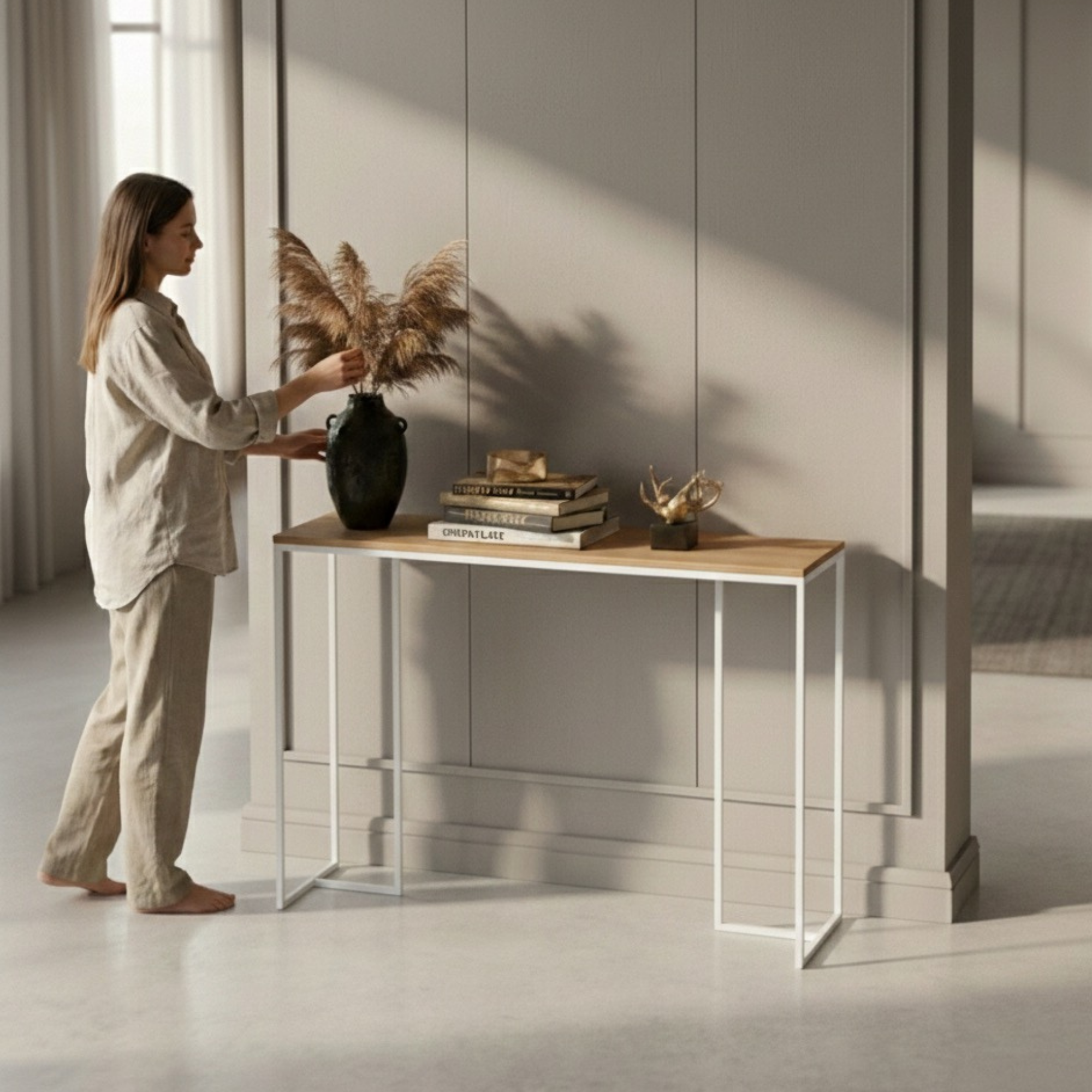 KONSOLA - REGAŁA Z DREWNA LITEGO DĄB OLCHA JESION SKD-384